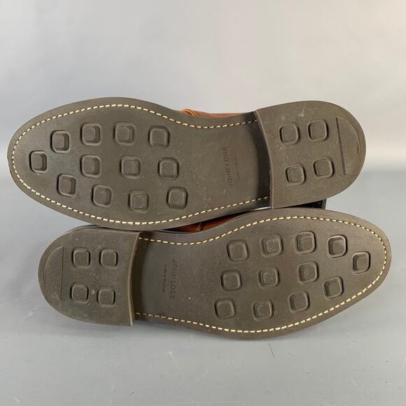 JOHN LOBB Size 8.5 Grove Brown Pebble Grain Leather Lace-Up Chukka Boots - Picture 6 of 11